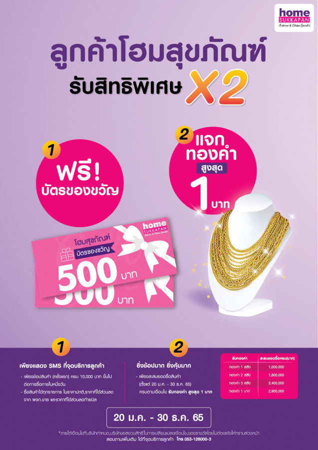 ลูกค้าโฮมสุขภัณฑ์ รับสิทธิพิเศษ X2